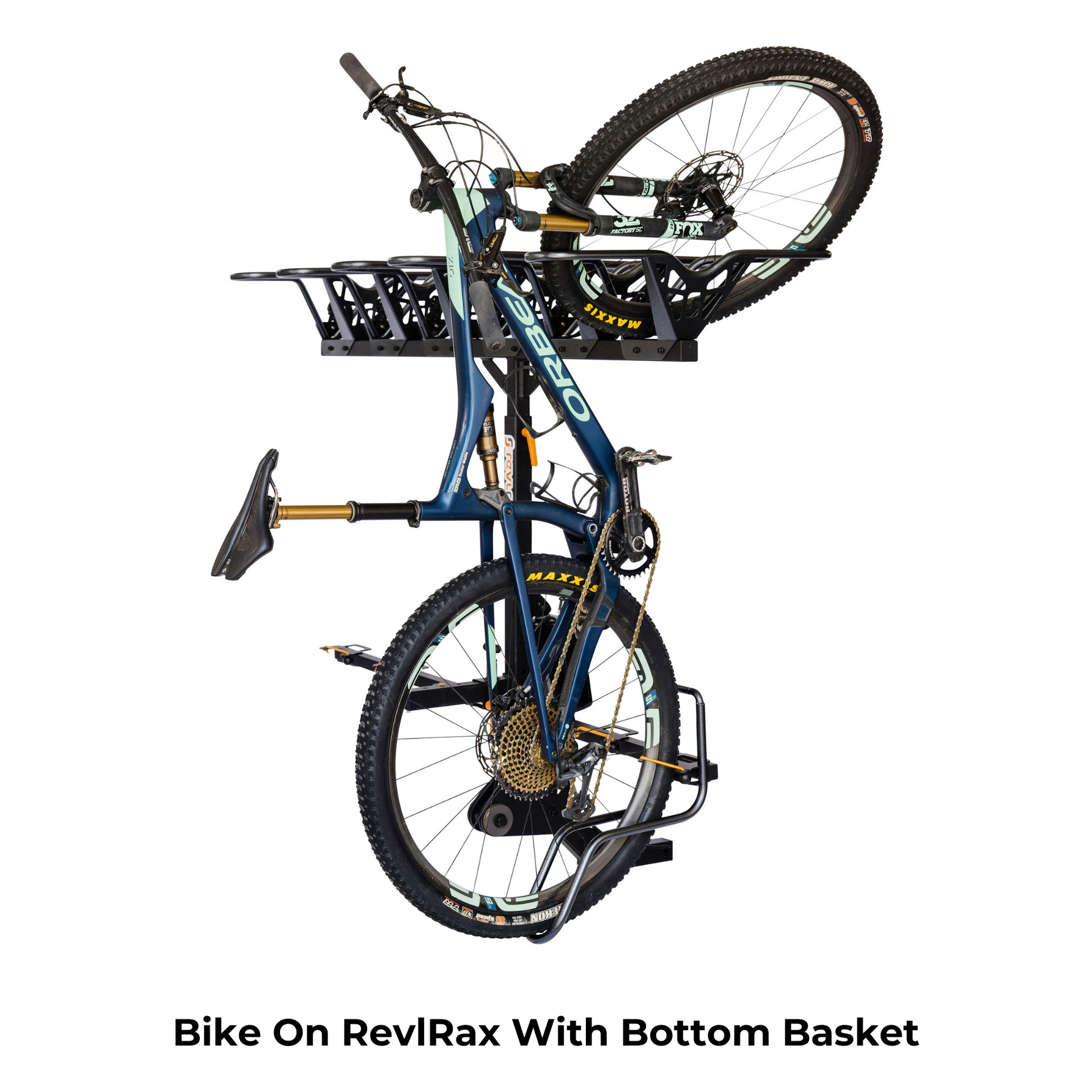 Bike on RevlRax with Bottom Basket